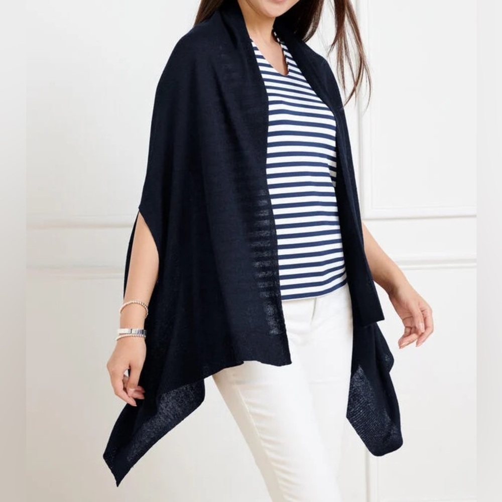 Talbots Black Linen Ruana Wrap Women’s Plus X/1X NWT